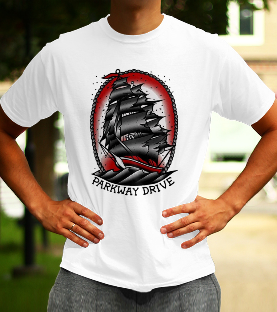 Parkway Drive Home Is For The Heartless Ship Ocean Tattoo Art Style T-Shirt