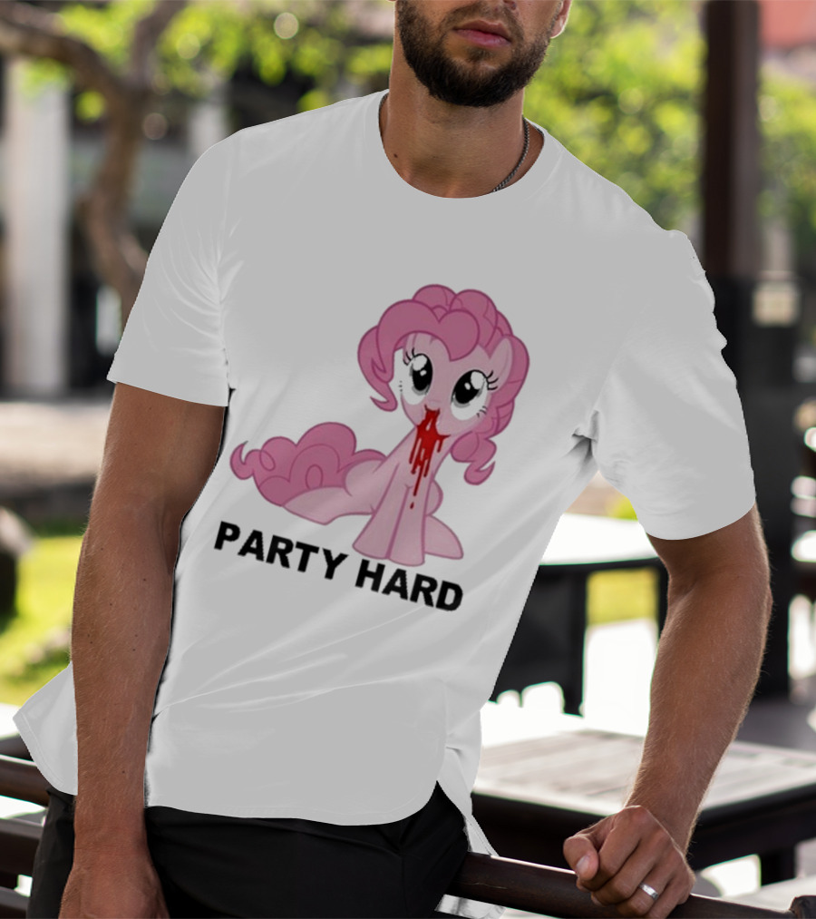 Party Hard Pony Creepy Pink Character Emo Aesthetic T-Shirt