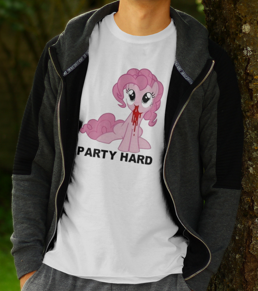 Party Hard Pony Creepy Pink Character Emo Aesthetic T-Shirt