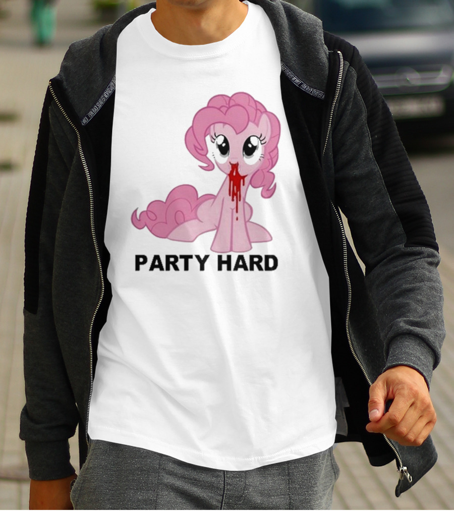 Party Hard Pony Creepy Pink Character Emo Aesthetic T-Shirt