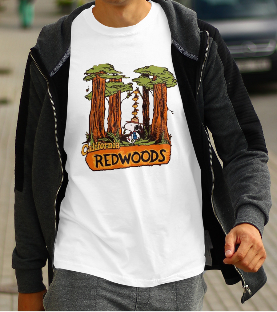 California Redwoods Snoopy Peanuts Camping Adventure T-Shirt