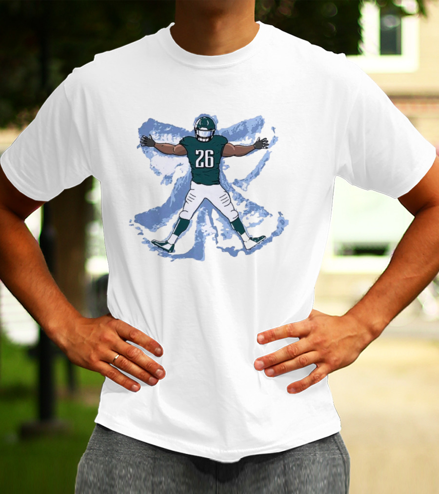 Philadelphia Eagles Philly Football Snow Angel Player 26 Green Uniform T-Shirt
