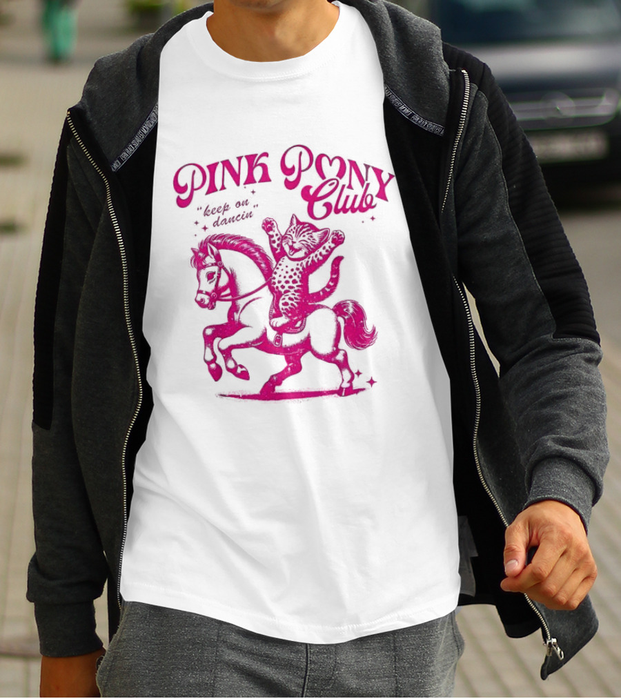 Pink Pony Club Cat Lover Disco Retro Birthday T-Shirt