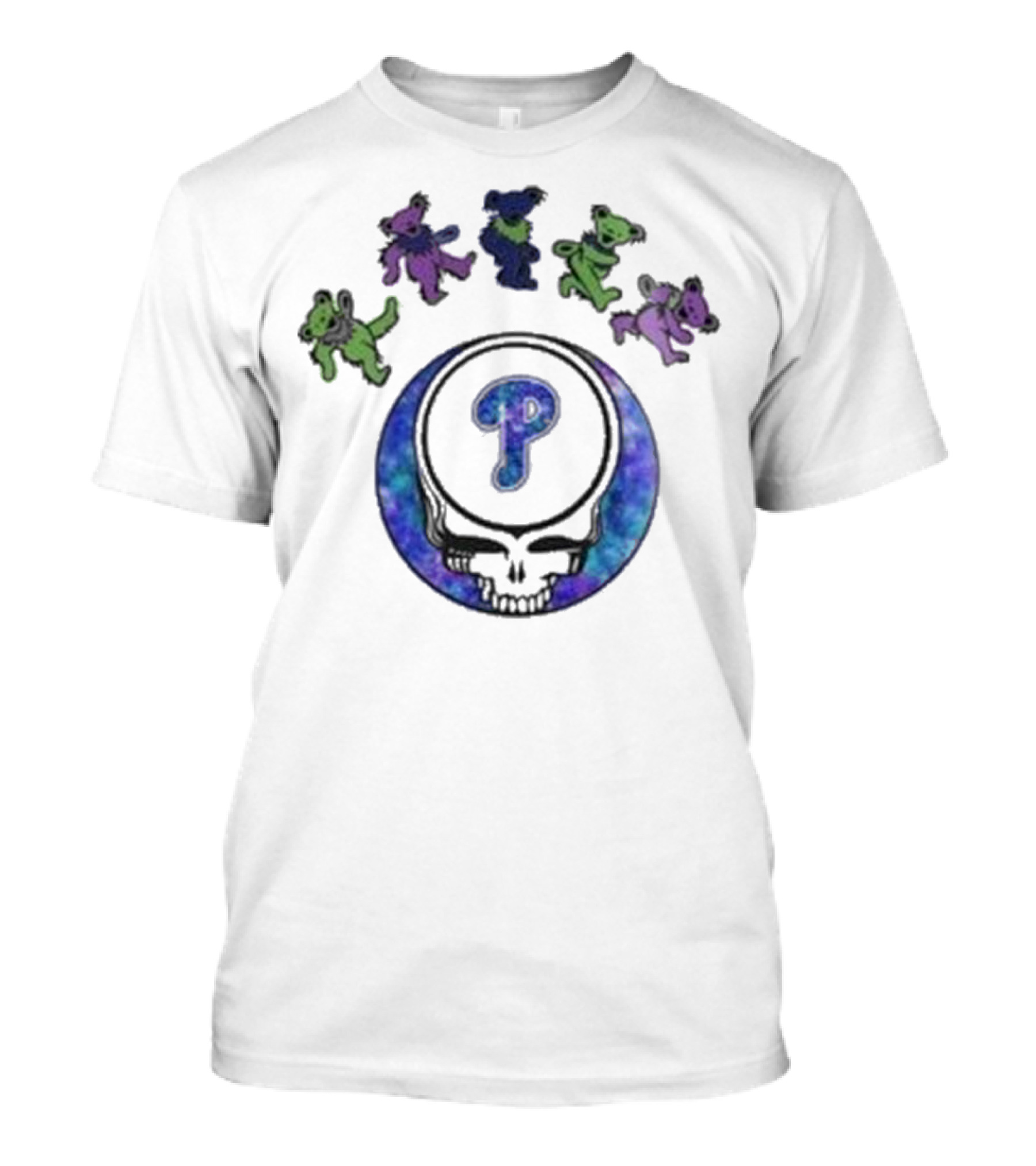 Philadelphia Phillies 2025 Grateful Dead Night Skull And Dancing Bears T-Shirt