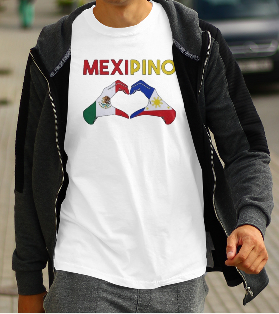 Mexipino Philippines Mexico Hands Heart Flag T-Shirt