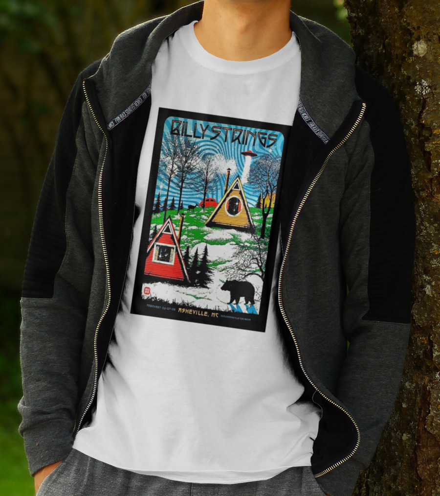 Billy Strings Feb 6-8 2025 ExploreAsheville.com Arena NC Cabin UFO Bear Forest T-Shirt