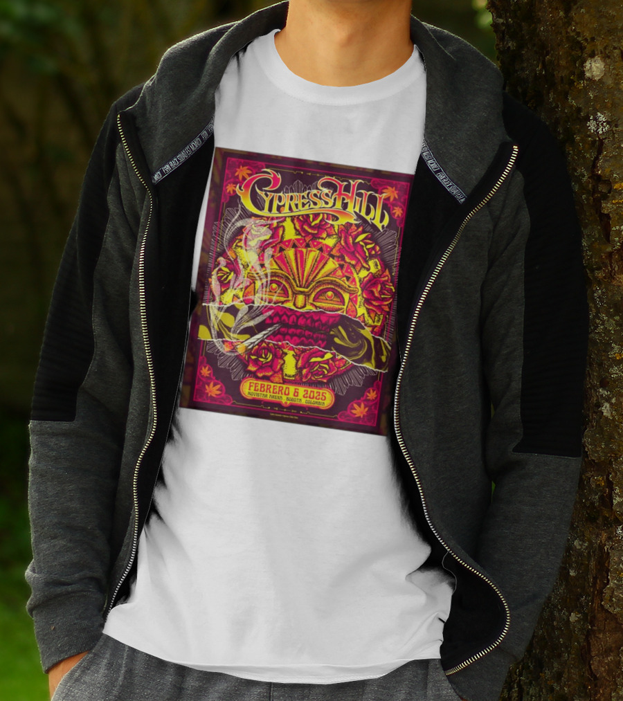 Cypress Hill Febrero 6 2025 Movistar Arena Bogotá Colombia Sun Mask Smoking Roses T-Shirt