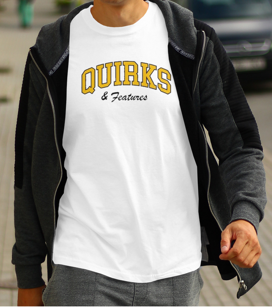 Quirks Bold Yellow Arch Text T-Shirt