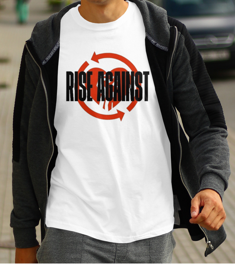 Rise Against Red Heart Fist Arrow Emblem T-Shirt