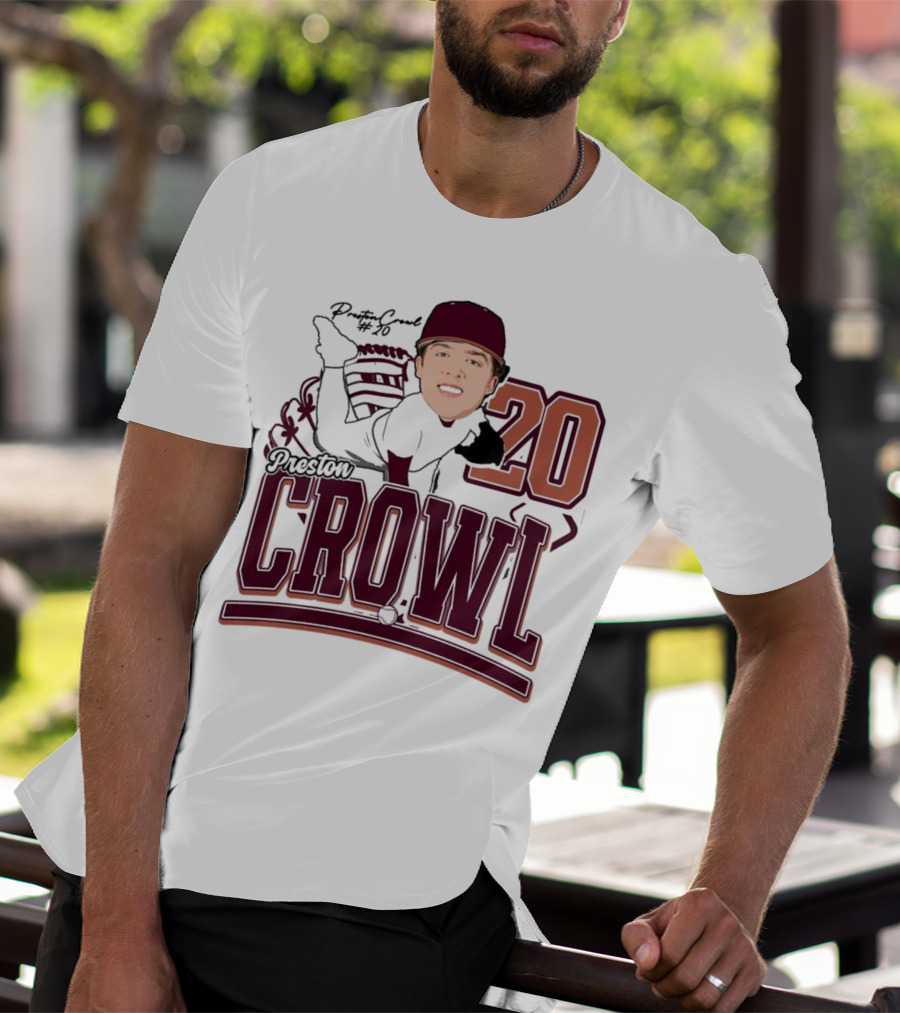 Preston Crowl Baseball 2025 Pitcher Number 20 T-Shirt