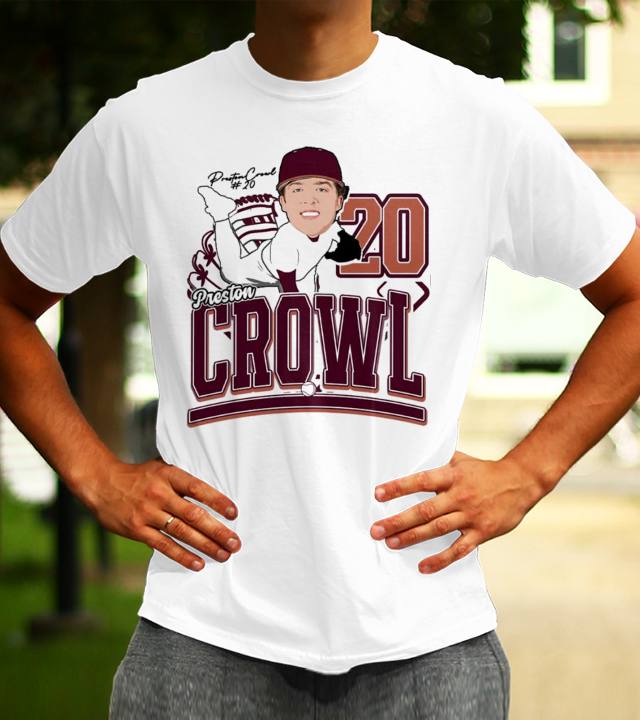 Preston Crowl Baseball 2025 Pitcher Number 20 T-Shirt