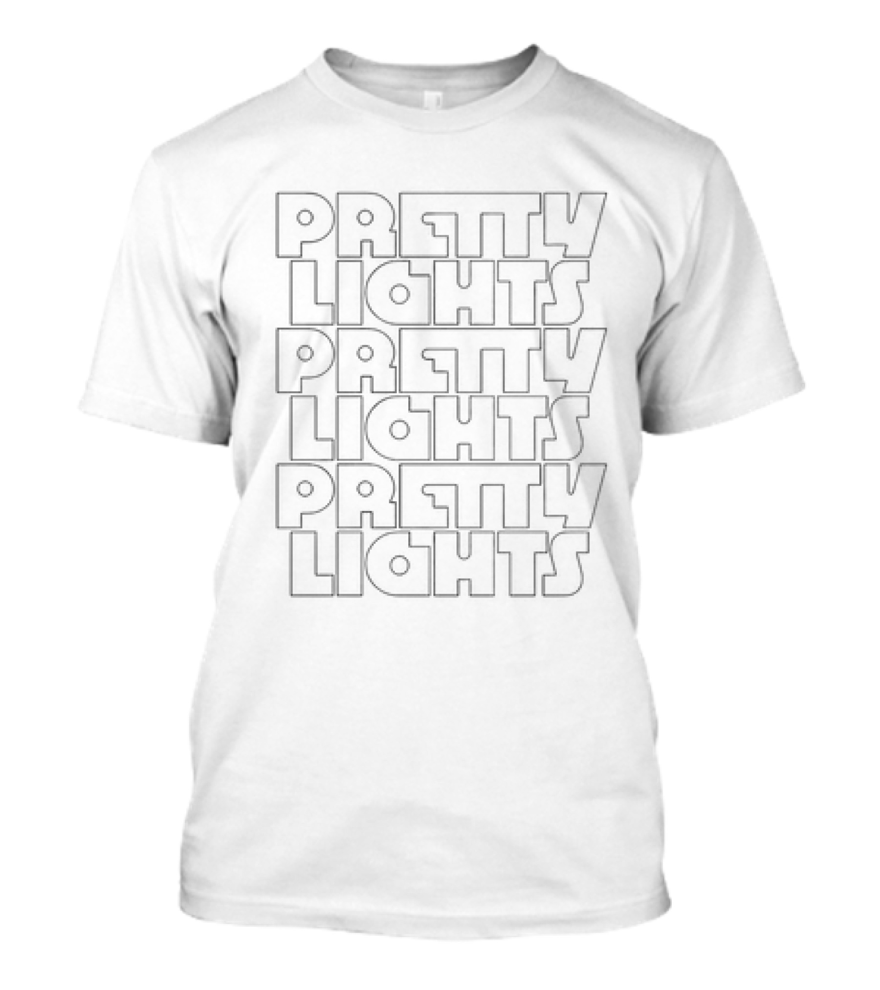 Pretty Lights Outline Stack Block Text Repetition T-Shirt
