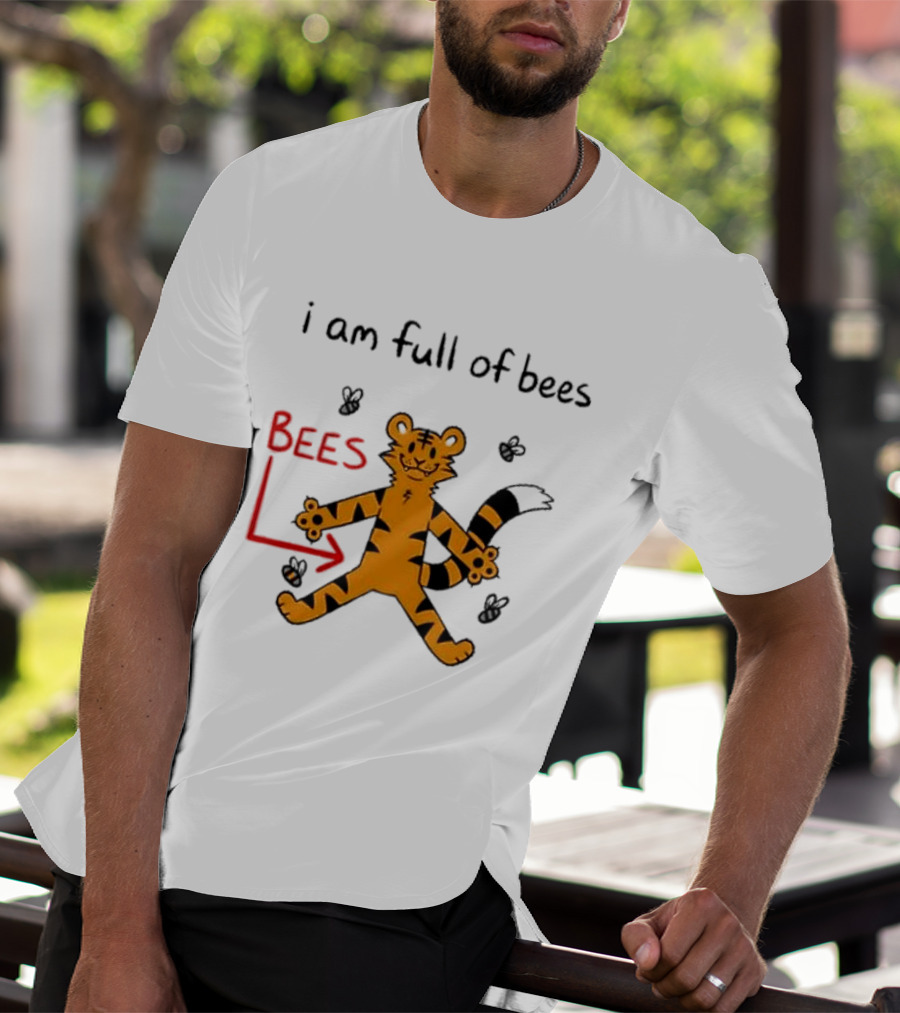 Prism Paws Tiger Bees Humor Graphic T-Shirt