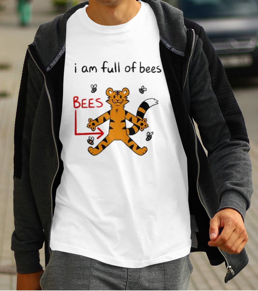 Prism Paws Tiger Bees Humor Graphic T-Shirt