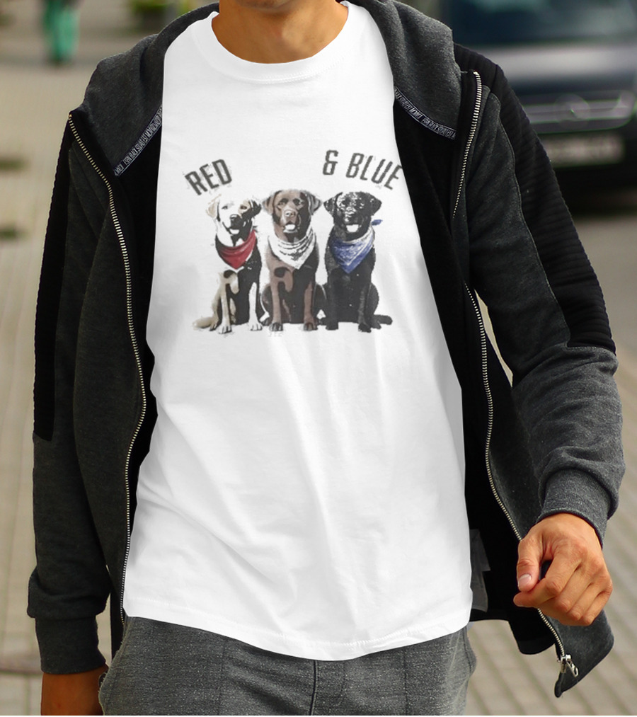 Red White And Blue Dogs Bandana Trio T-Shirt