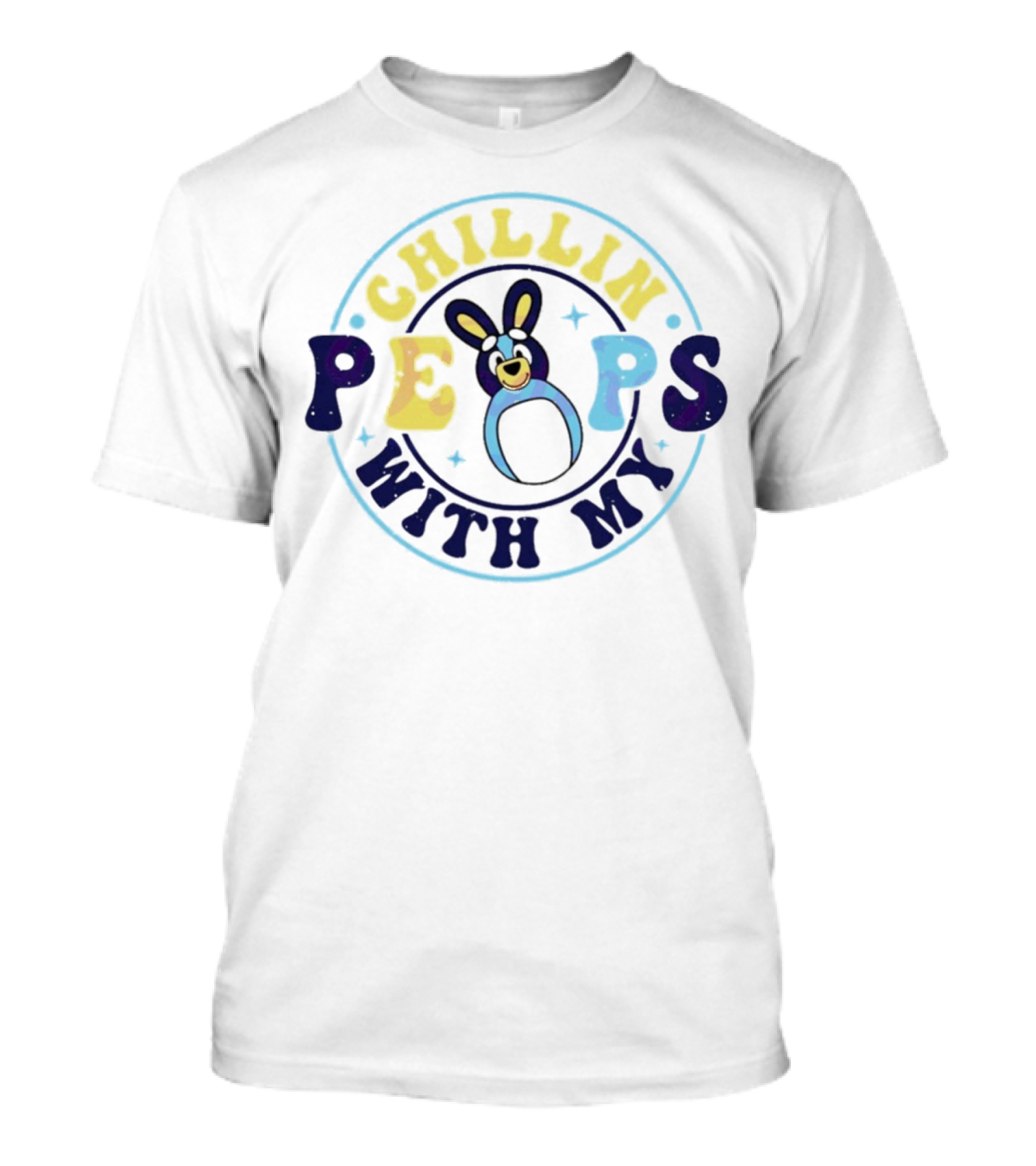 Chillin With My Peeps Bluey Easter Bunny Retro T-Shirt