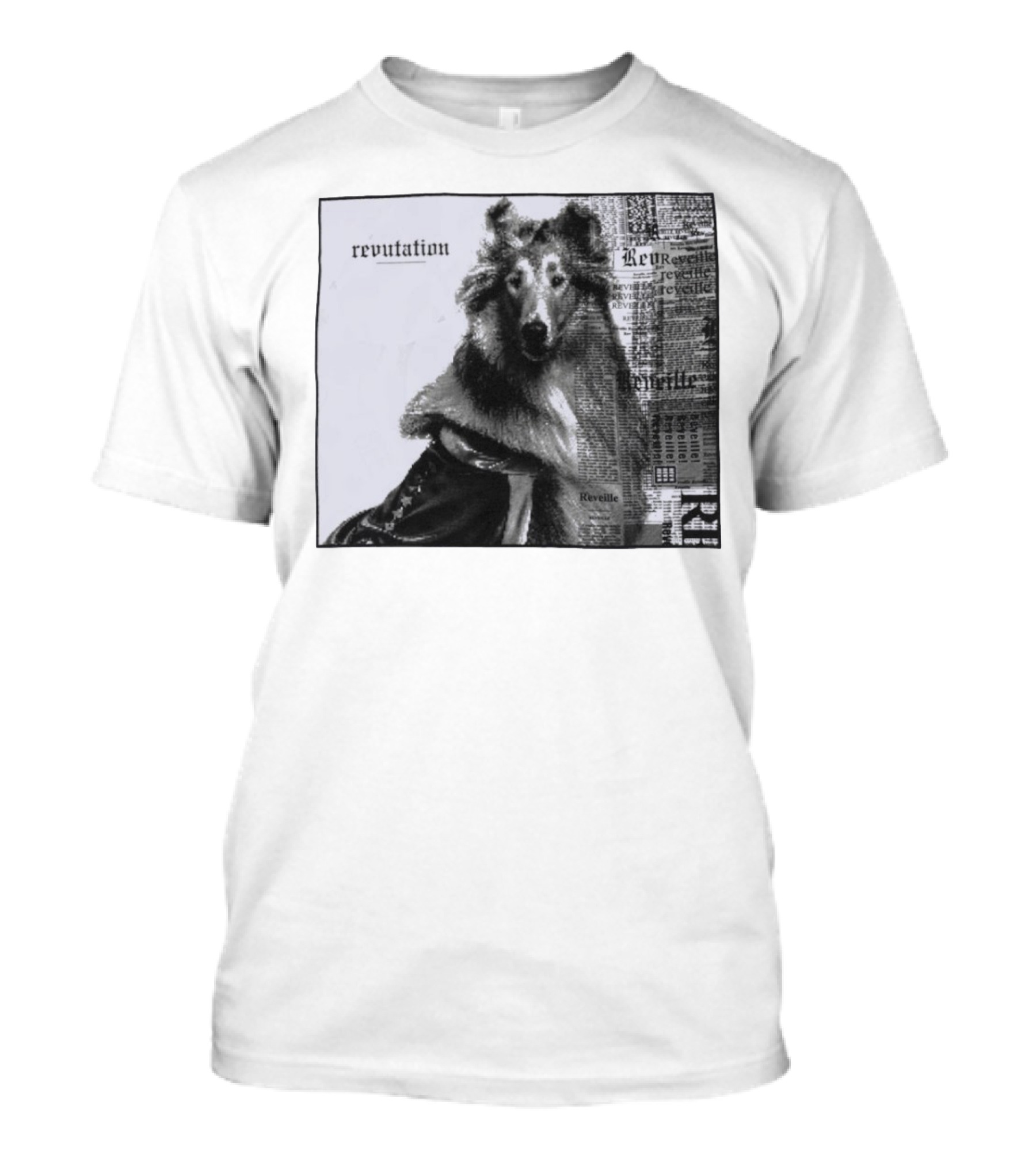 Revutation Reveille Collie Newspaper Style T-Shirt