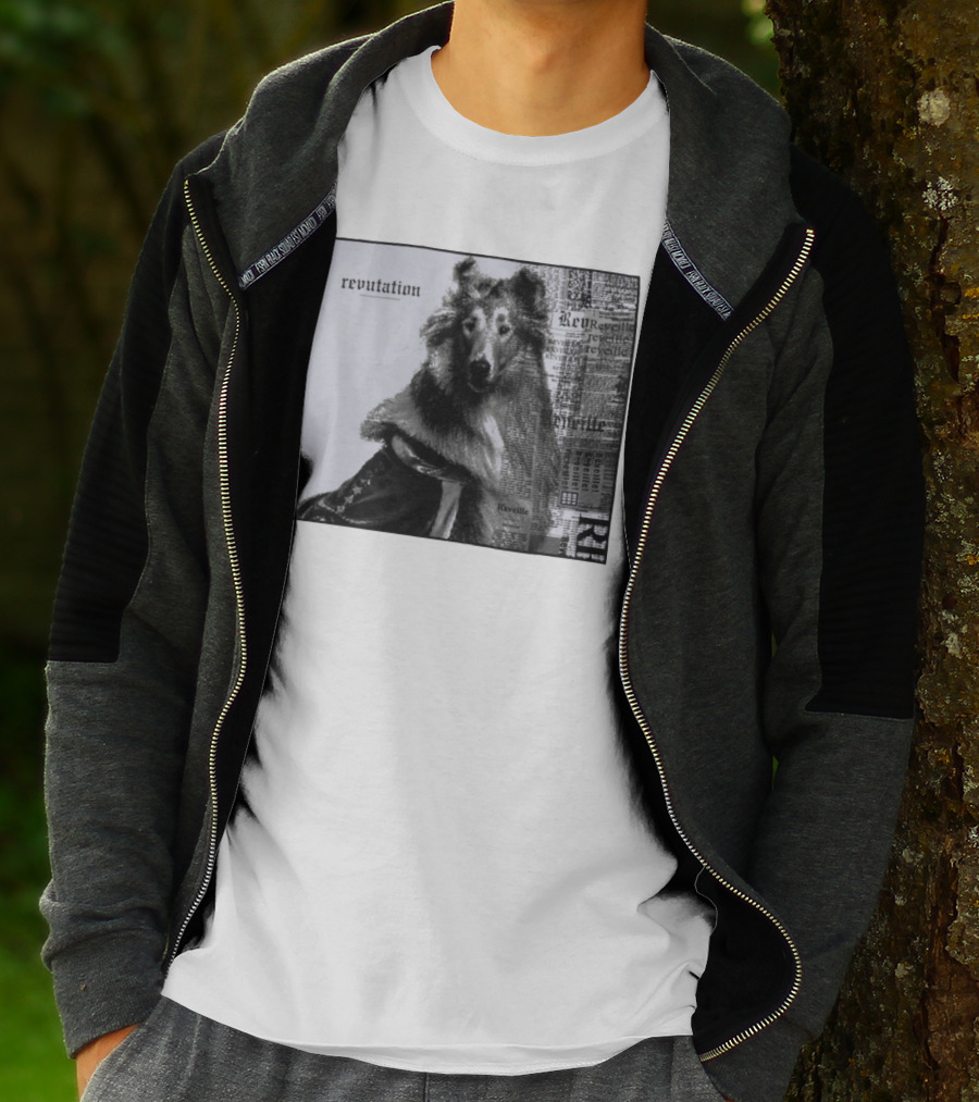 Revutation Reveille Collie Newspaper Style T-Shirt