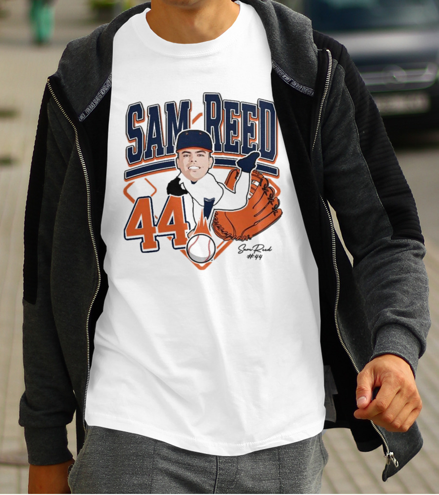 Sam Reed 44 Baseball Glove And Bat Graphic 2025 T-Shirt