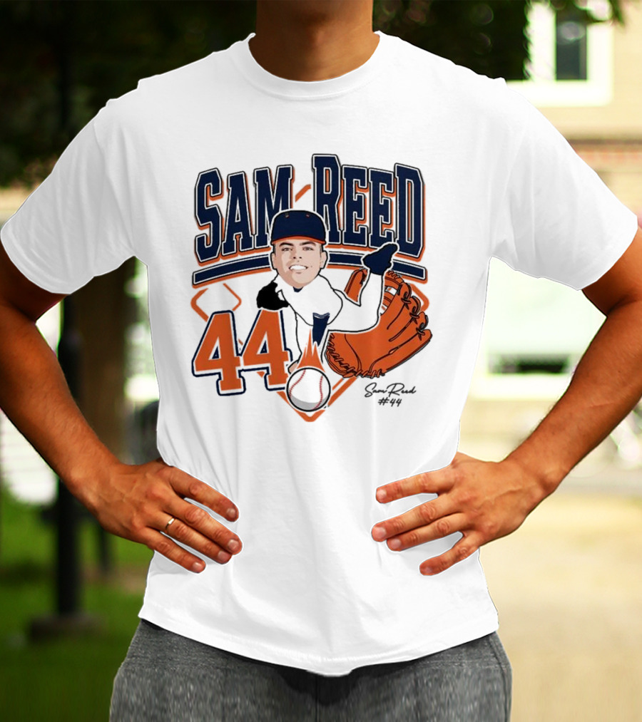 Sam Reed 44 Baseball Glove And Bat Graphic 2025 T-Shirt