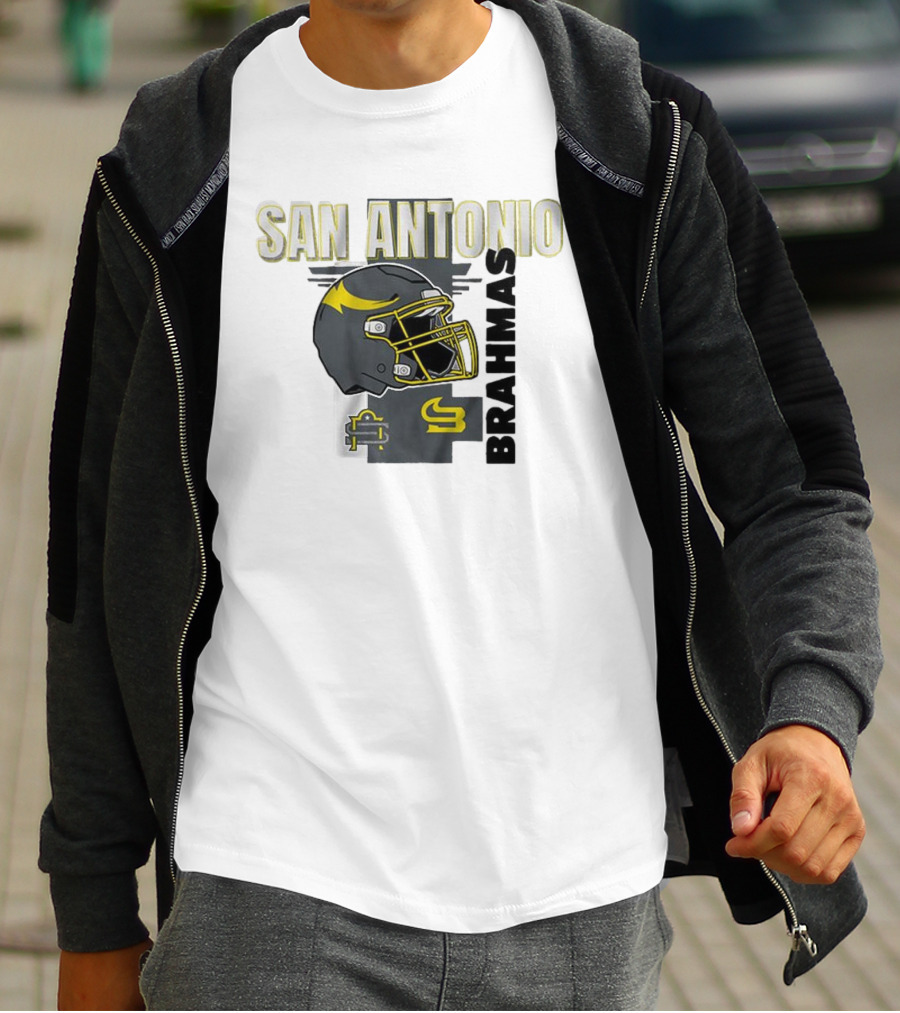 San Antonio Brahmas Football Helmet Pillow Block And SB Logo T-Shirt