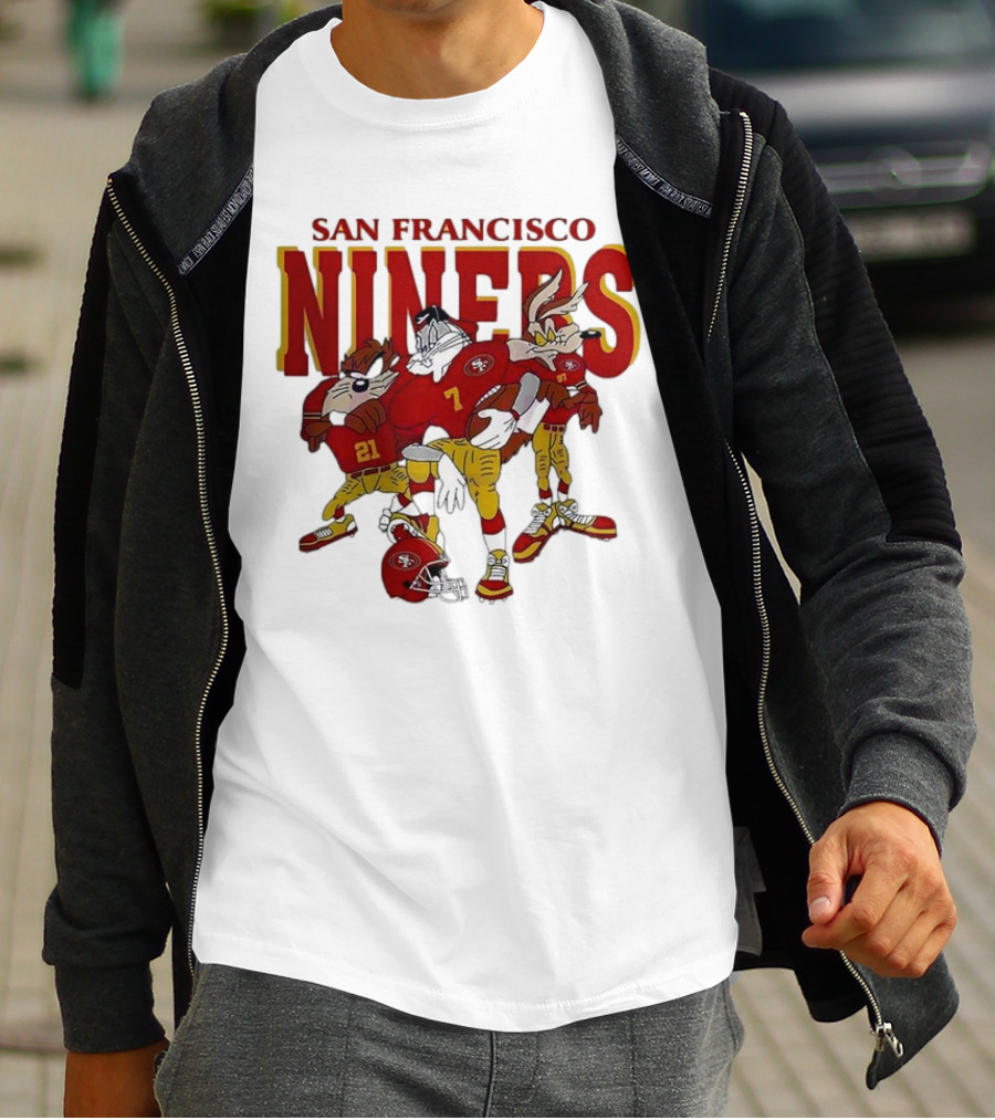 San Francisco 49ers Looney Tunes Cartoon Characters In Team Uniforms T-Shirt