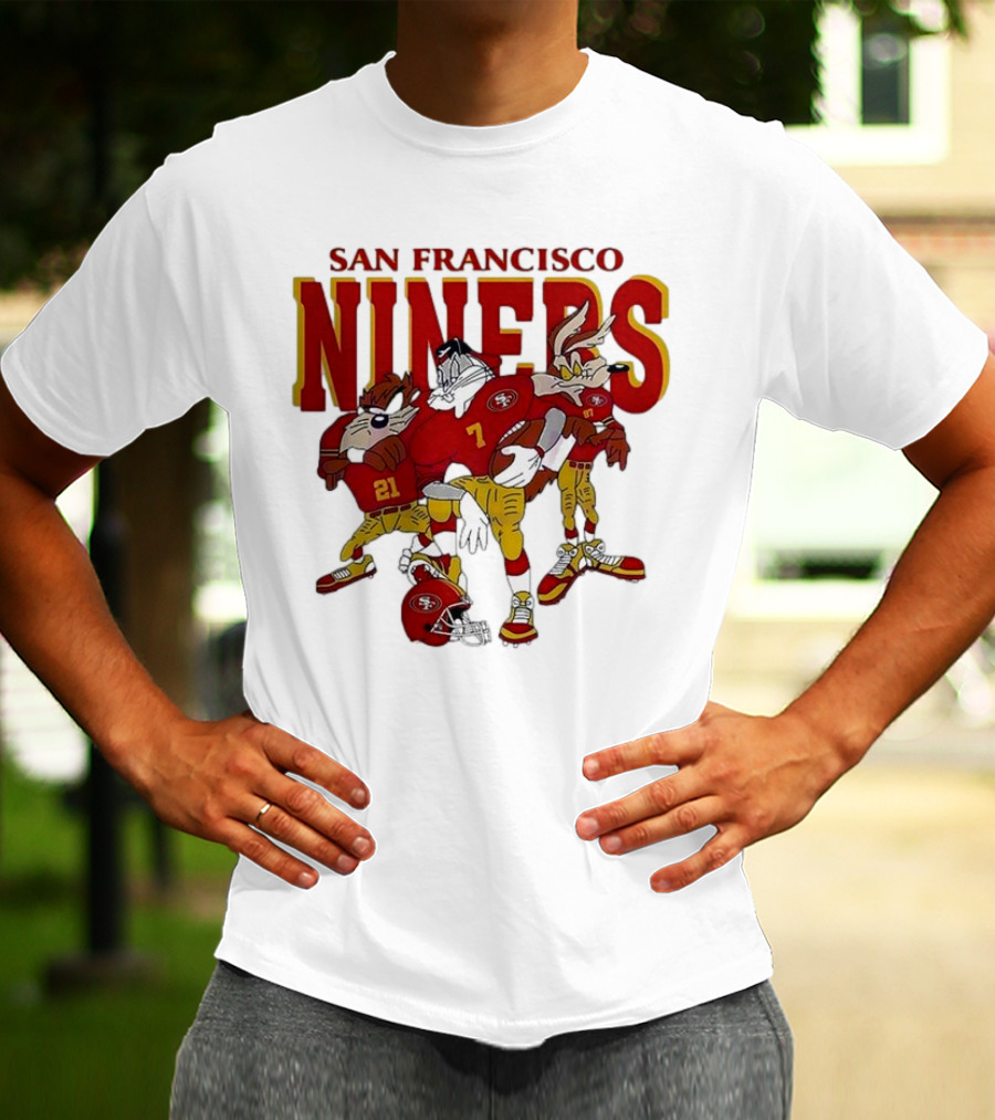 San Francisco 49ers Looney Tunes Cartoon Characters In Team Uniforms T-Shirt