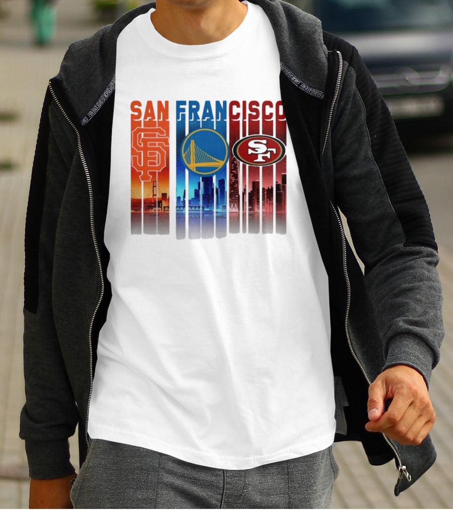 San Francisco Giants Warriors 49ers Cityscape Skyline T-Shirt