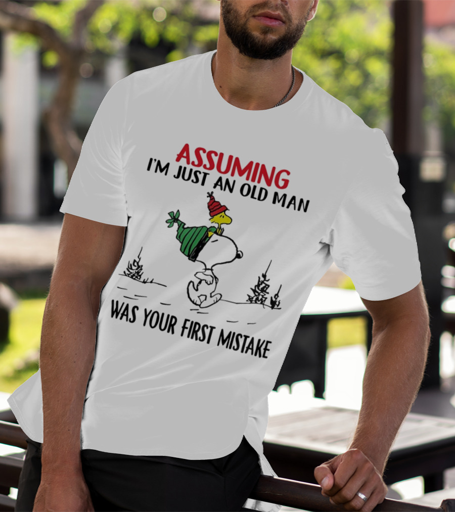 Assuming I'm Just An Old Man Snoopy And Woodstock Christmas Theme T-Shirt