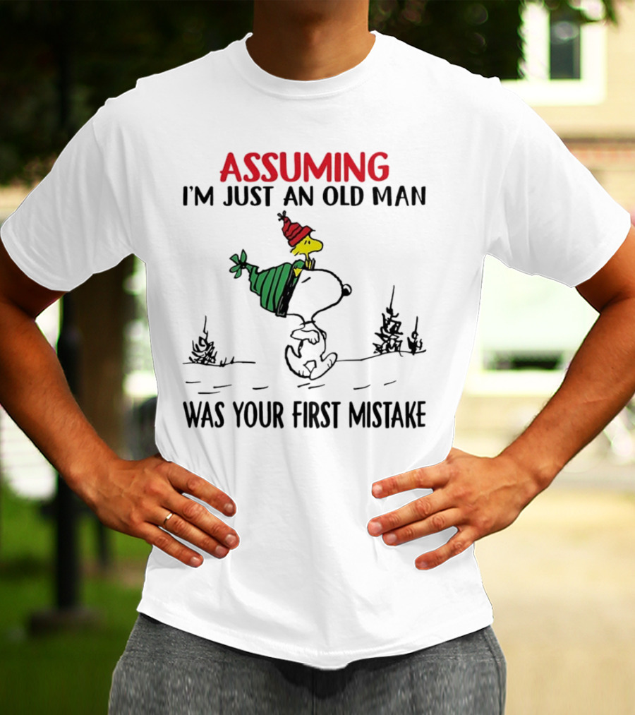 Assuming I'm Just An Old Man Snoopy And Woodstock Christmas Theme T-Shirt