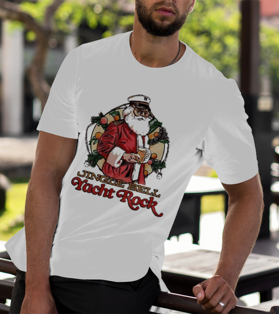 Jingle Bell Yacht Rock Christmas Captain Santa T-Shirt