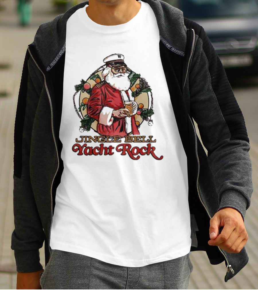 Jingle Bell Yacht Rock Christmas Captain Santa T-Shirt