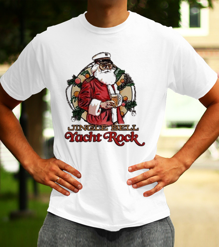 Jingle Bell Yacht Rock Christmas Captain Santa T-Shirt