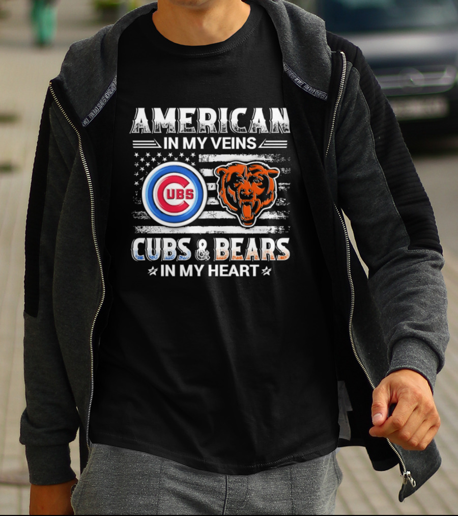 American In My Veins Cubs Bears In My Heart T-Shirt