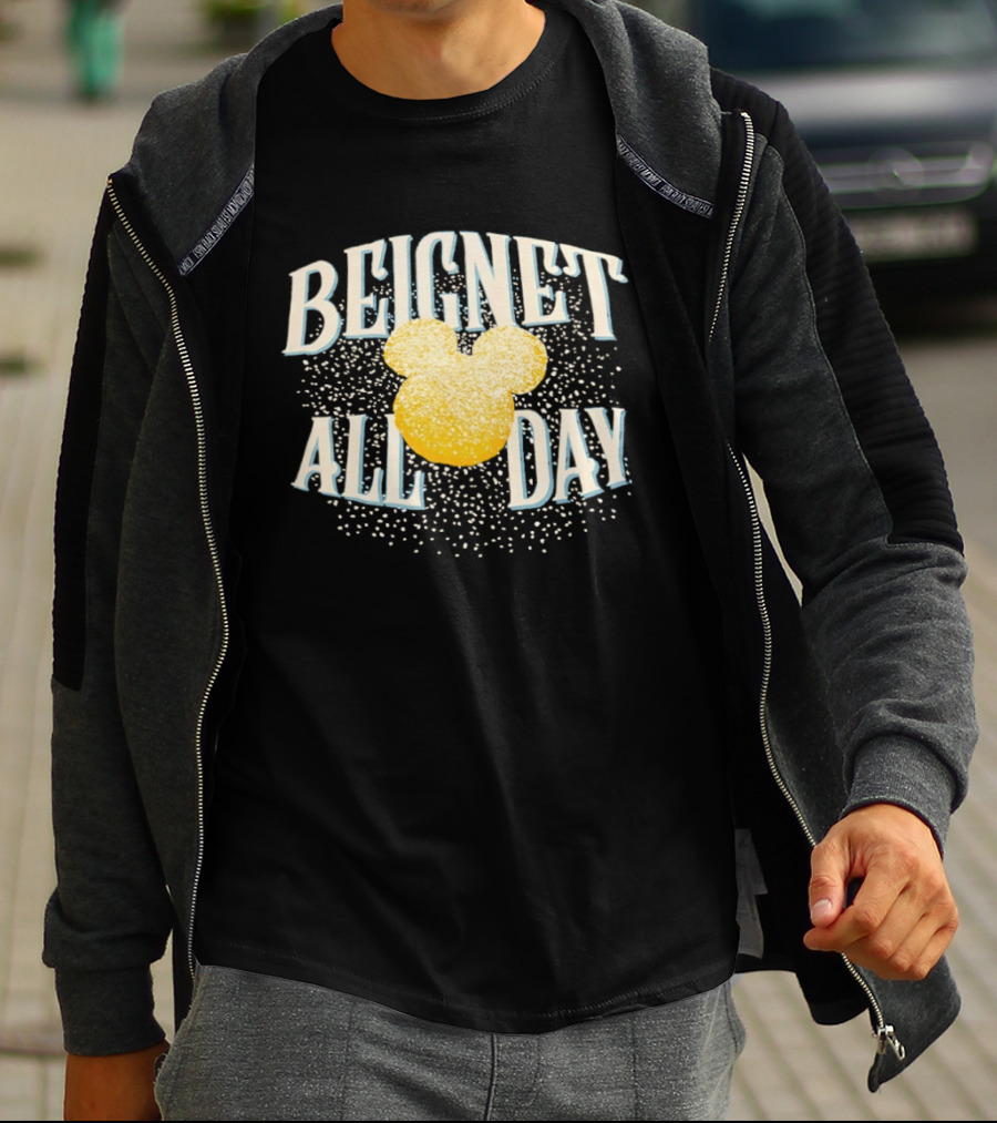 Disney Beignet All Day Mickey Mouse Powdered Sugar Delight T-Shirt