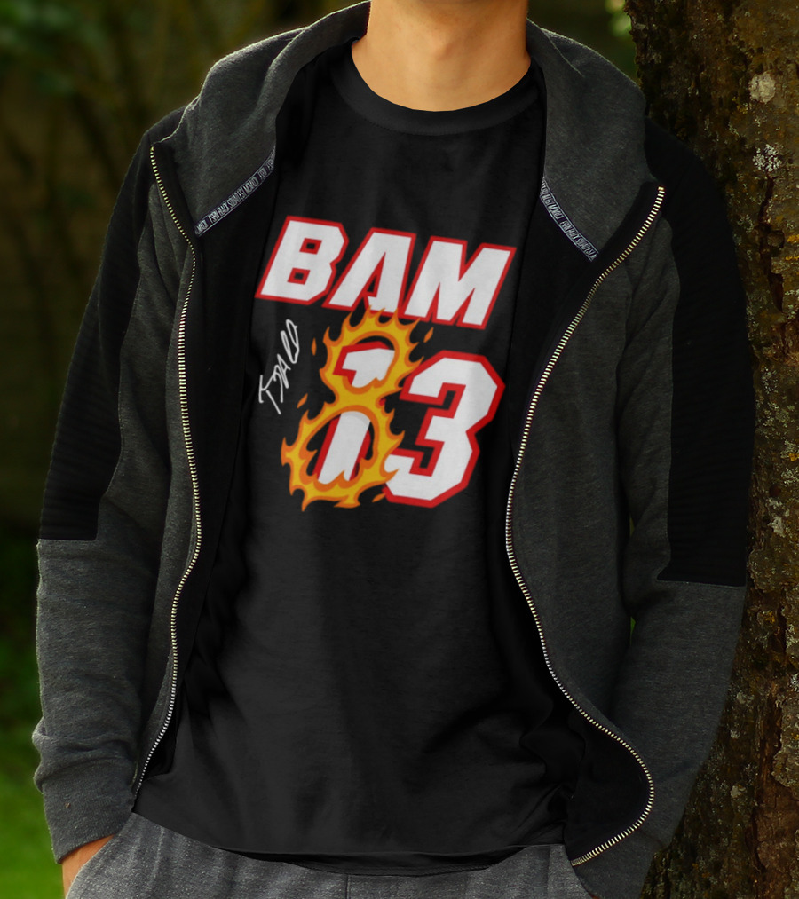 Bam Adebayo Miami Heat BAM 13 Flaming Signature T-Shirt