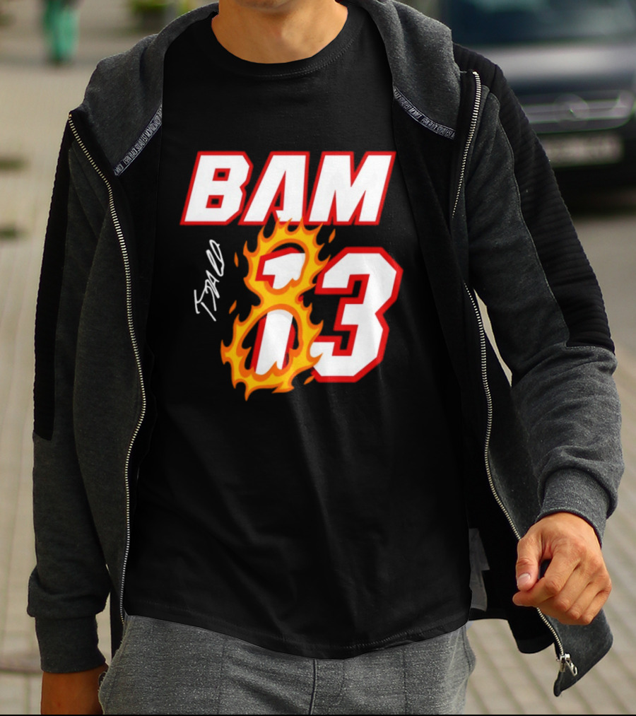 Bam Adebayo Miami Heat BAM 13 Flaming Signature T-Shirt