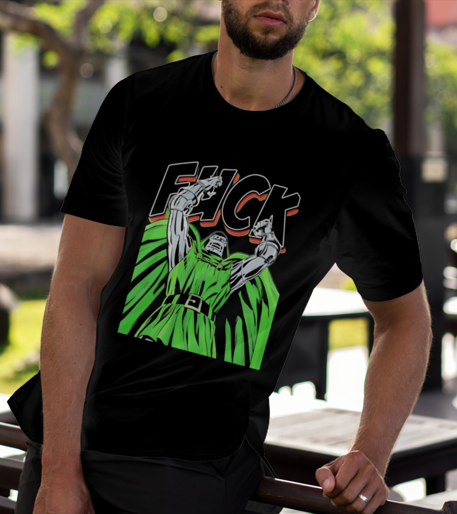 Dr Doom Green Cape Comic Style F**K T-Shirt