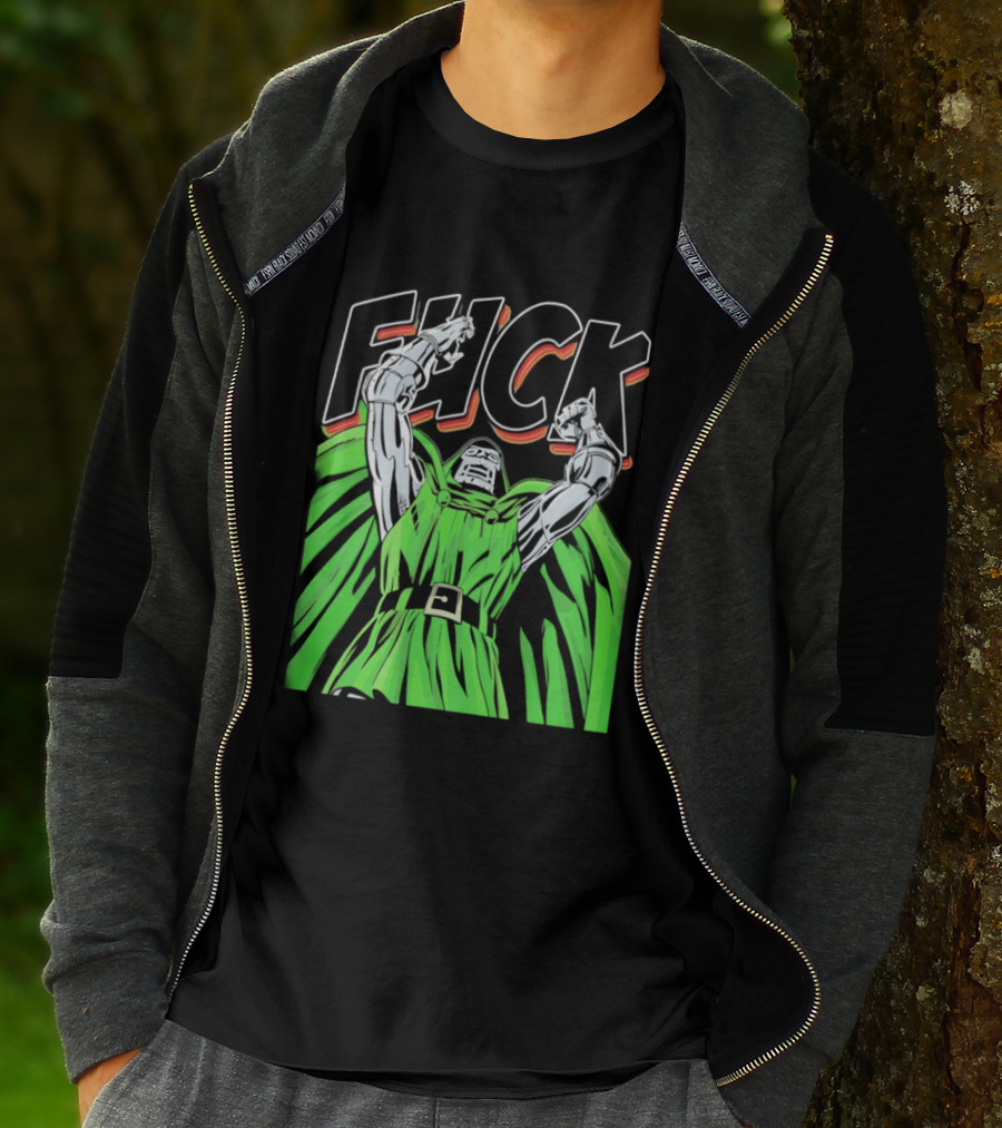 Dr Doom Green Cape Comic Style F**K T-Shirt