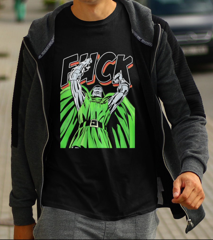 Dr Doom Green Cape Comic Style F**K T-Shirt
