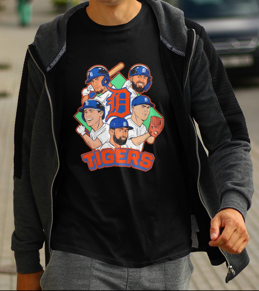 Caricature Tiger Players 2026 Detroit Baseball Big 5 T-Shirt
