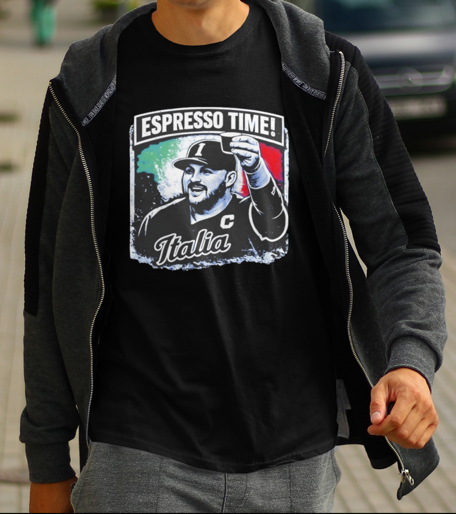 Espresso Time Italia Celebration With Baseball Player And Italian Flag T-Shirt