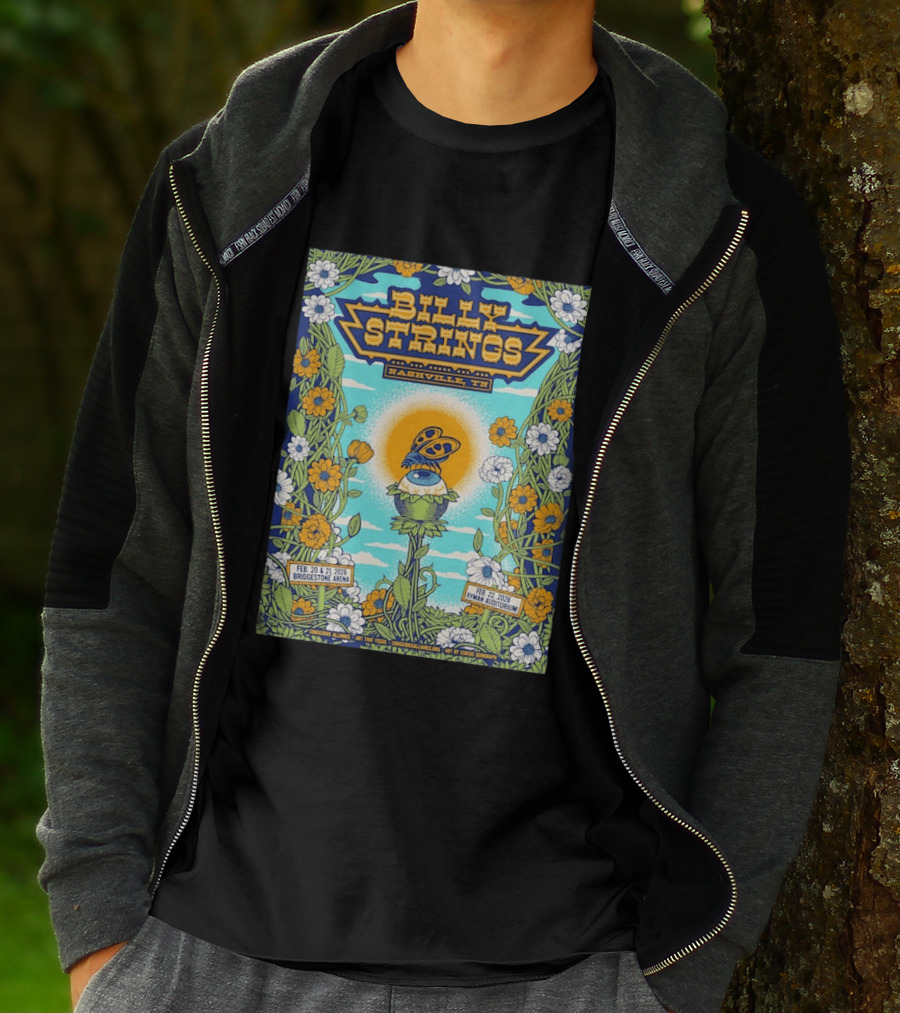 Billy Strings Nashville TN Bridgestone Arena Ryman Auditorium February 2026 Butterfly Flowers T-Shirt