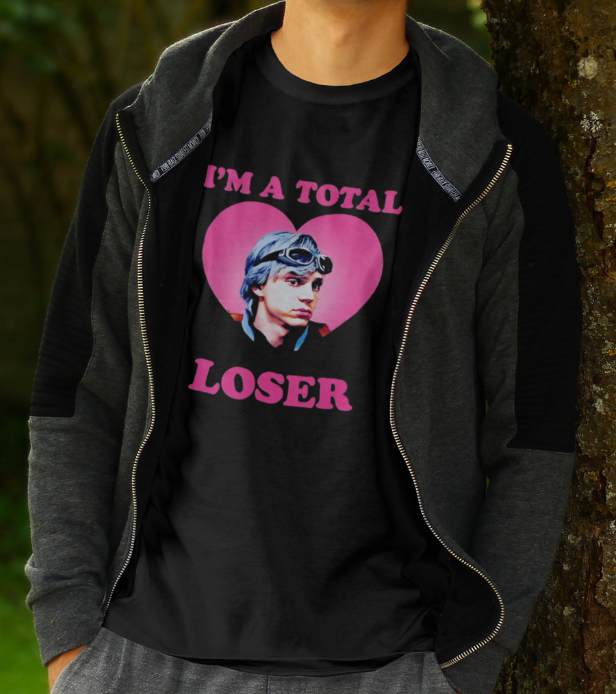 Evan Peters I'm A Total Loser Pink Heart Goggles T-Shirt