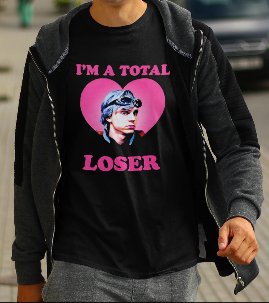 Evan Peters I'm A Total Loser Pink Heart Goggles T-Shirt