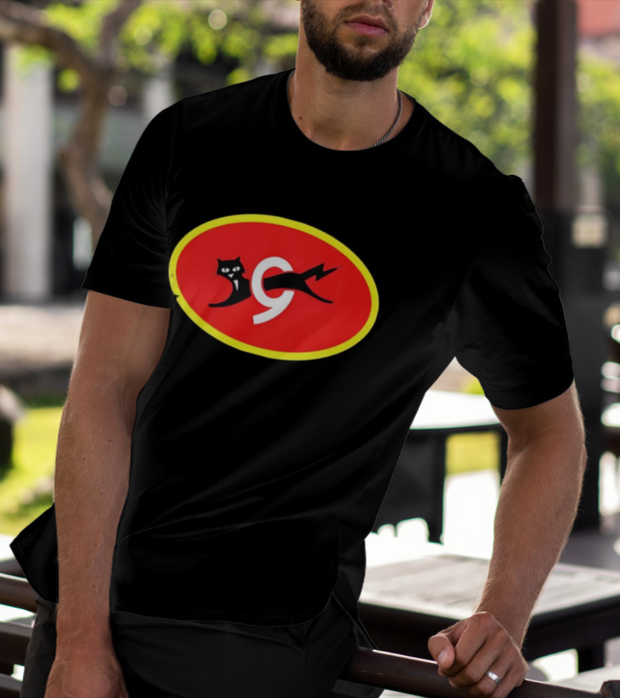 Eveready Black Cat 9 Lightning Bolt Red Oval T-Shirt
