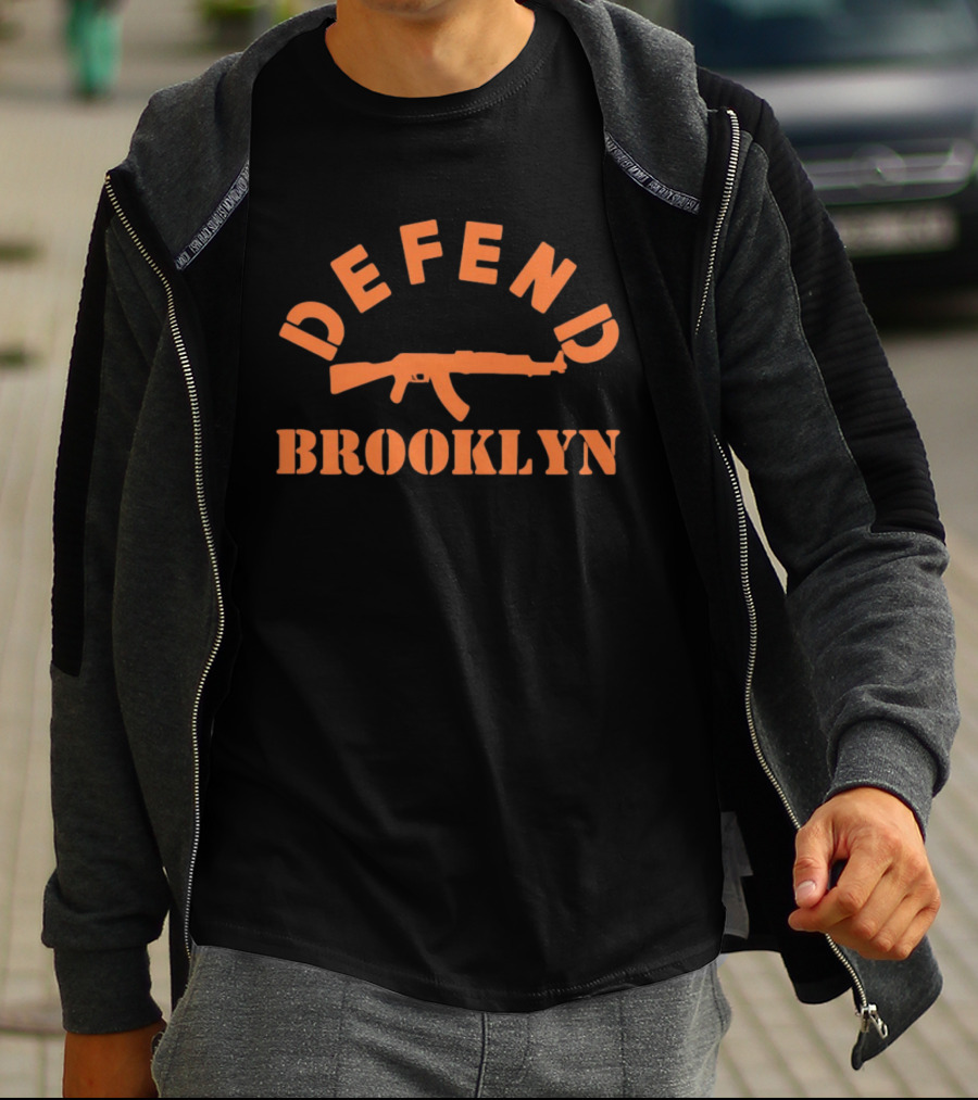 DEFEND Brooklyn AK 47 Rifle Shape Bold Orange T-Shirt