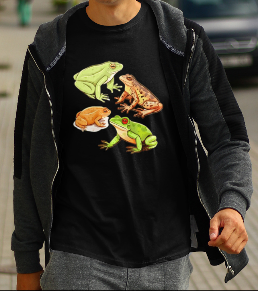 Four Spotted Frogs Vibrant Colors Variety T-Shirt