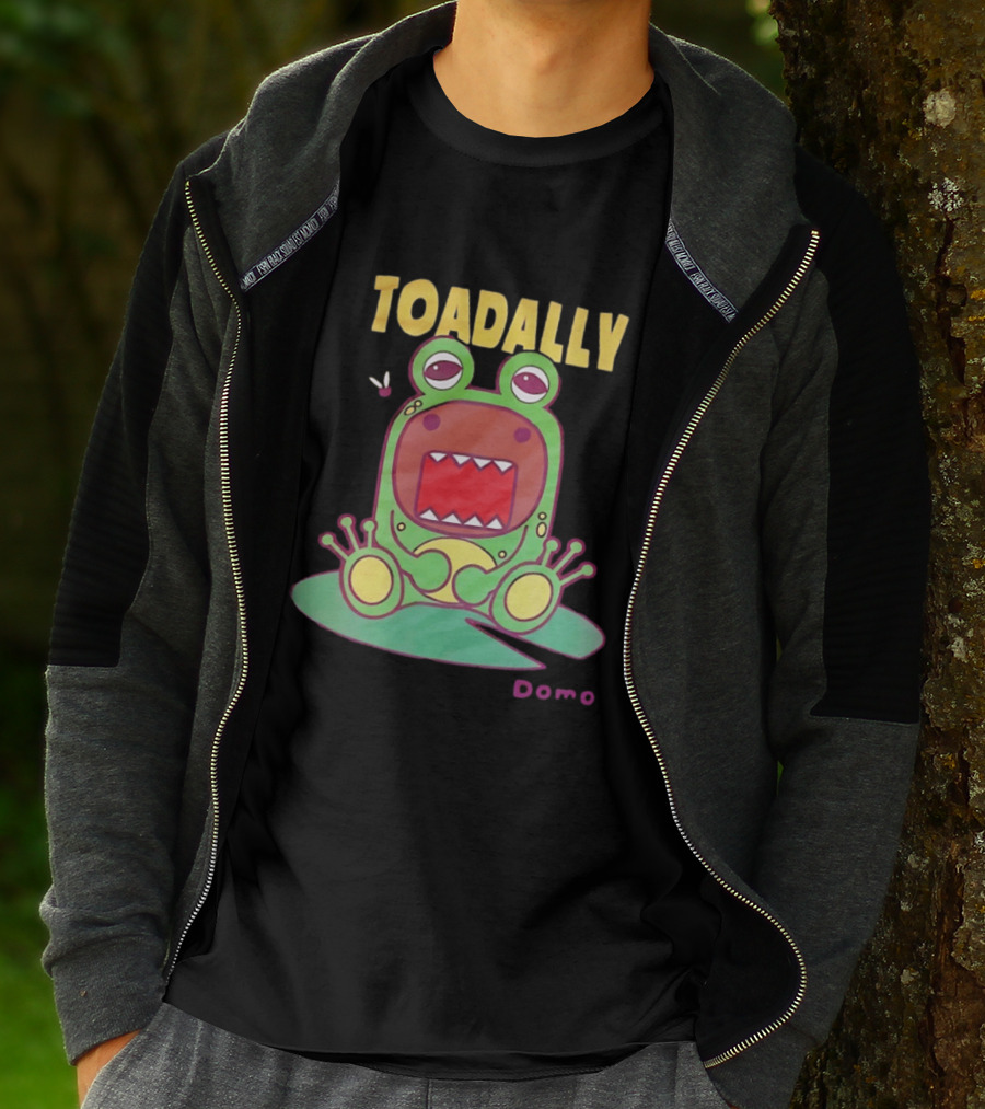 Toadally Domo Cartoon Frog With Red Mouth And Butterfly T-Shirt