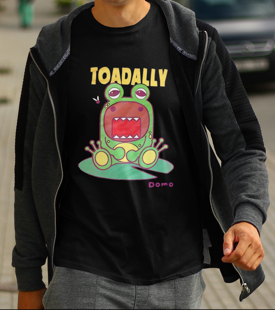 Toadally Domo Cartoon Frog With Red Mouth And Butterfly T-Shirt